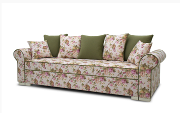 Прямой диван Ameli (Arcadia rose+shaggy green+glance bone) в Первоуральске - предосмотр 1