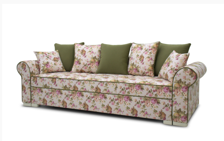 Прямой диван Ameli (Arcadia rose+shaggy green+glance bone) в Асбесте - изображение 1