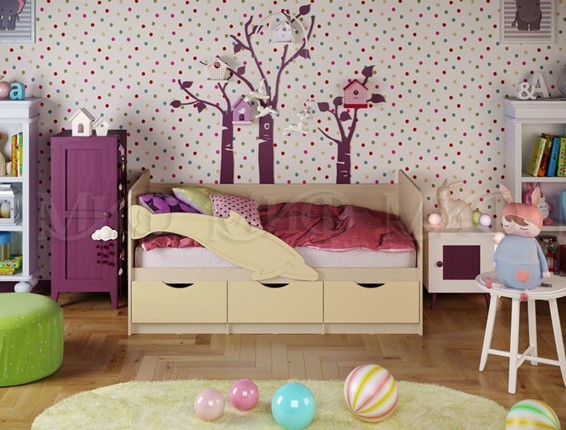 Кровать в детскую Дельфин-1, Ваниль матовый 80х160 в Екатеринбурге - изображение