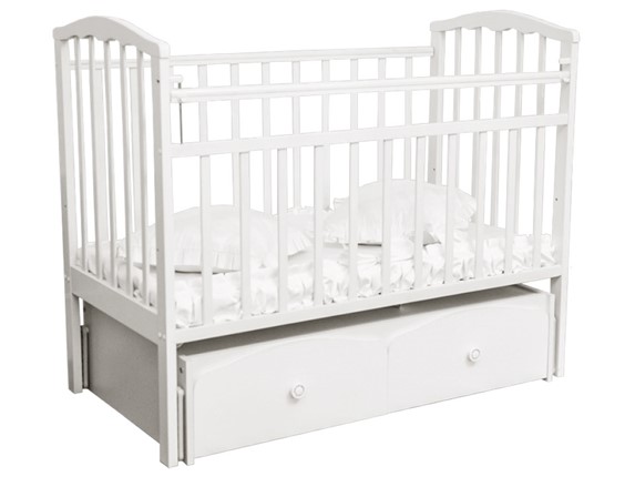 Детская кроватка Золушка 7, 60х120, массив березы, цвет белый в Ревде - изображение