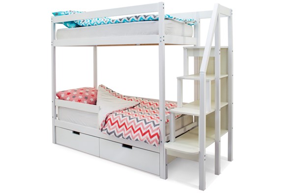 Детская двухъярусная кровать Svogen белый в Асбесте - изображение