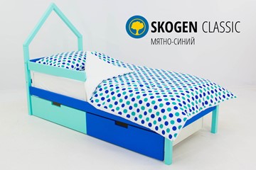 Кровать-домик мини Skogen мятно-синий в Екатеринбурге