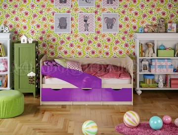 Кровать детская Бабочки 800*1600, Фиолетовый глянец в Новоуральске