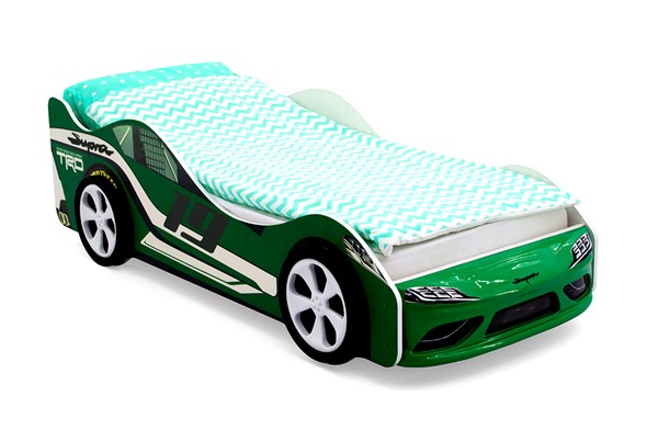 Кровать-машина детская Супра зеленая в Екатеринбурге - изображение