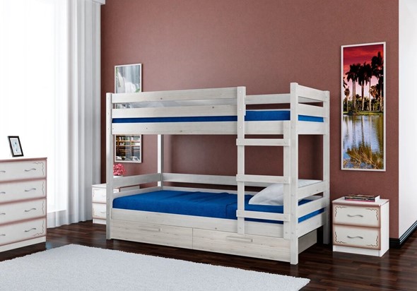 Кроватка Джуниор двухъярусная с ящиками (Белый Античный) в Богдановиче - изображение