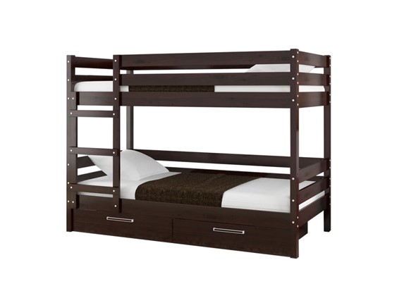 Кроватка Джуниор двухъярусная с ящиками (Орех Тёмный) в Кушве - изображение