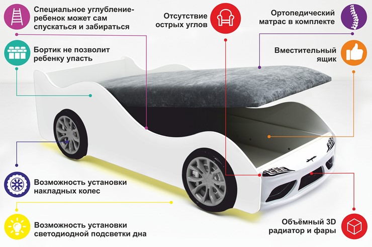 Кровать с подъемным механизмом Супра белая в Екатеринбурге - изображение 10