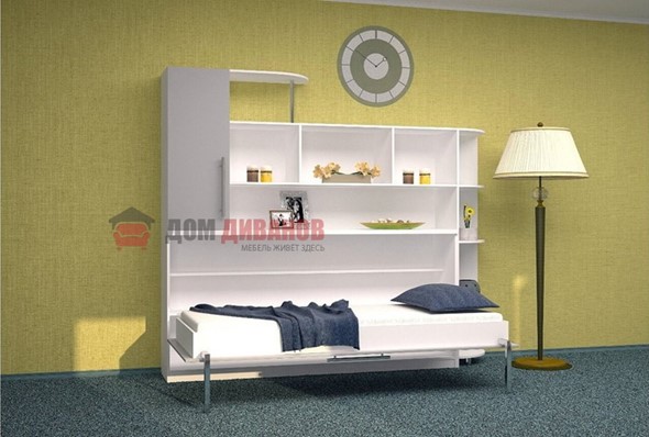 Детская кровать-шкаф Горизонтальная в серых тонах, Белый шагрень/Алюминий (900х2000) в Полевском - изображение