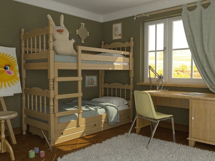 Кровать в детскую Соня двухъярусная (Сосна) в Екатеринбурге - изображение 1