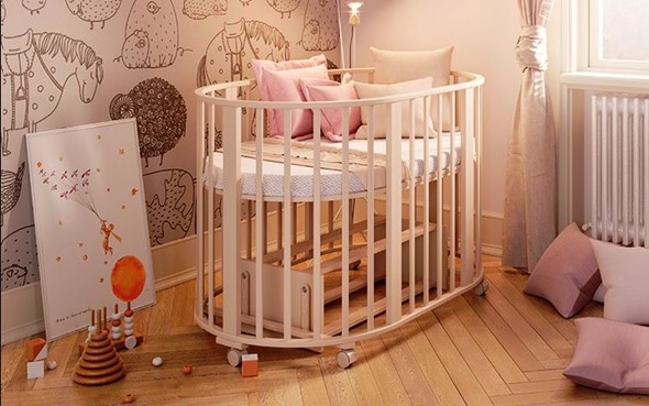 Ивашка Детская кровать-трансформер круглая-овальная Barney11/ цвет белый