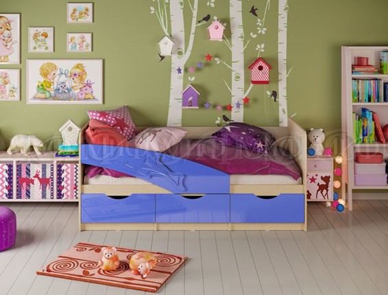 Кровать в детскую Дельфин, Синий глянец 80х180 в Екатеринбурге - изображение