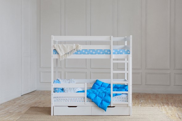 Кровать двухъярусная без крыши с ящиками, цвет белый в Первоуральске - изображение