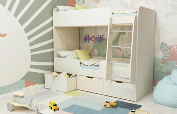 Детская 2-ярусная кровать Малыш двойняшка 70х160, корпус Дуб молочный, фасад Фейритейл в Каменске-Уральском