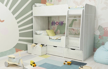 Детская 2-х ярусная кровать Малыш двойняшка 70х160, корпус Винтерберг, фасад Фейритейл в Екатеринбурге
