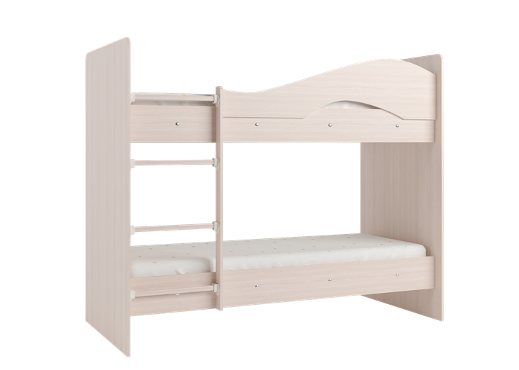 Двухъярусная детская кровать Мая на щитах со шкафом и ящиками, цвет Млечный дуб в Екатеринбурге - изображение 2