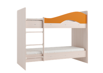 Кровать 2-ярусная Мая на щитах со шкафом и ящиками, корпус Млечный дуб, фасад Оранжевый в Новоуральске - предосмотр 2