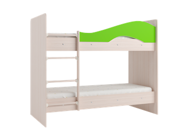 Детская двухэтажная кровать Мая на щитах со шкафом и ящиками, корпус Млечный дуб, фасад Салатовый в Екатеринбурге - предосмотр 3