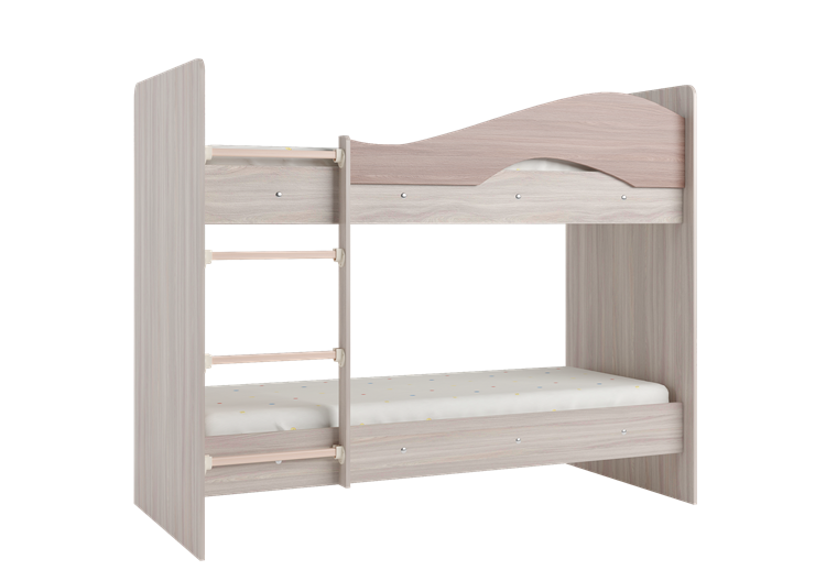 Двухъярусная кровать Мая на щитах со шкафом и ящиками, корпус Шимо светлый, фасад Шимо темный в Каменске-Уральском - изображение 3