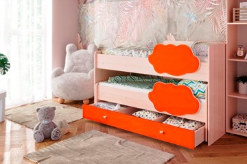 Детская 2-этажная кровать Соник 1.6 с ящиком, Оранжевый в Полевском