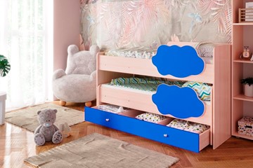 Двухэтажная детская кровать Соник 1.6 с ящиком, Синий в Ревде