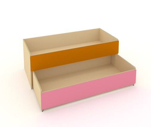 Детская кровать 2-х уровневая КД-2, Беж + Оранжевый + Розовый в Ревде - изображение