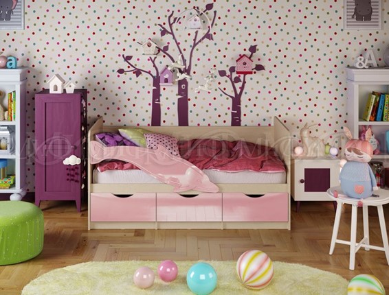 Кроватка Дельфин-1, Розовый глянец 80х160 в Ревде - изображение