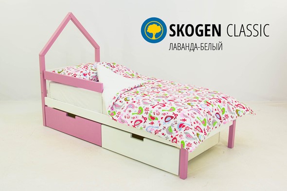 Кровать-домик детская мини Skogen белый-лаванда в Екатеринбурге - изображение