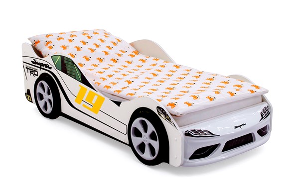 Кровать-машина детская Супра белая в Екатеринбурге - изображение