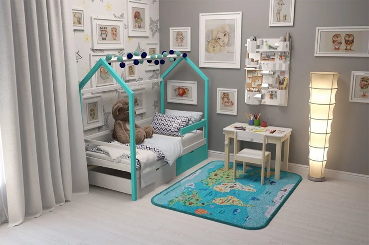 Кровать-домик детская Svogen мятный-белый в Екатеринбурге - изображение 6