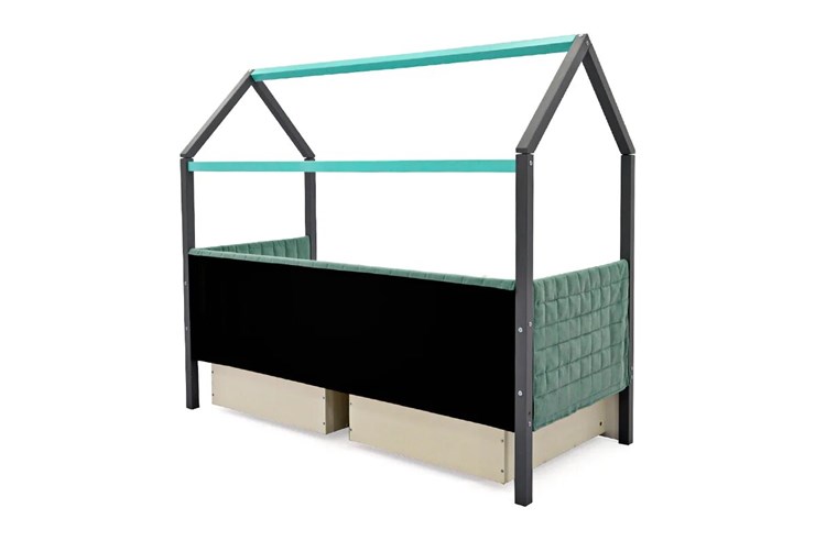 Кровать-домик в детскую «Svogen мятный-графит» мягкая в Ревде - изображение 6