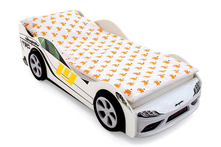 Кровать-машина детская Супра белая в Екатеринбурге - изображение 1