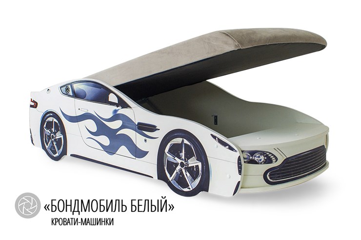 Детская кровать-машина Бондимобиль белый в Екатеринбурге - изображение 1