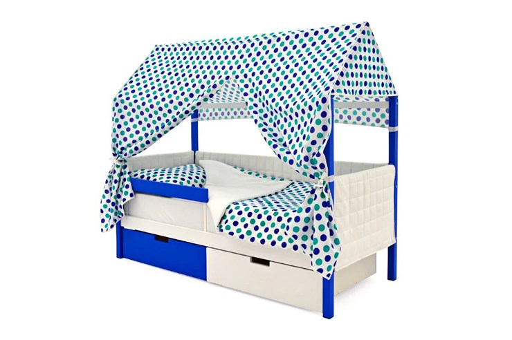 Детская кровать-домик «Svogen сине-белый» мягкая в Кушве - изображение 1