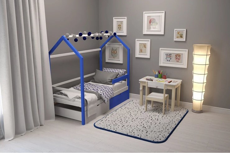 Детская кровать-домик Svogen сине-белый в Екатеринбурге - изображение 6