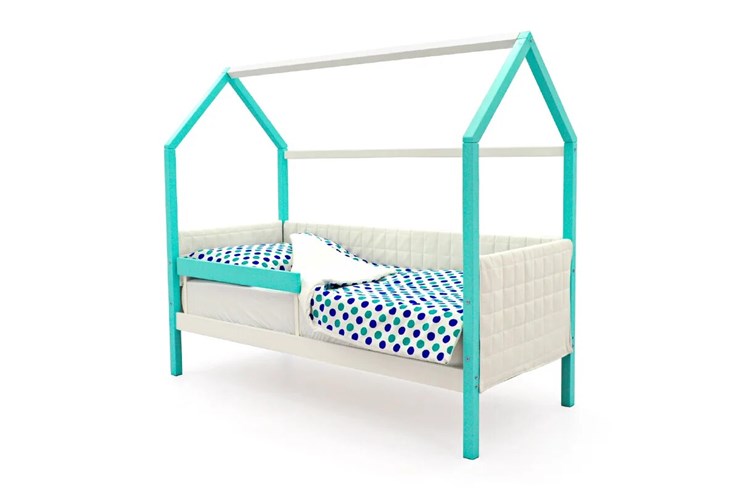 Кровать-домик детская «Svogen мятный-белый» мягкая в Кушве - изображение 2