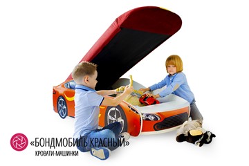 Кровать-машина в детскую Бондимобиль красный в Екатеринбурге - предосмотр 1