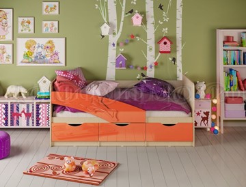 Детская кровать Дельфин, Оранжевый глянец 80х200 в Кушве