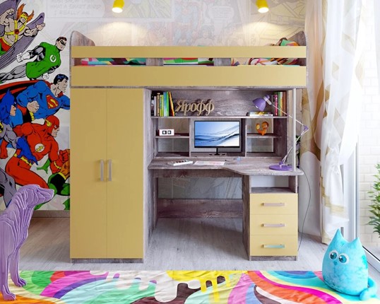 Детская кровать-чердак Аракс, каркас Бетон, фасад Зира в Первоуральске - изображение