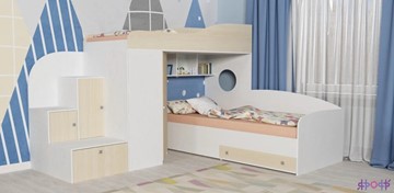 Детская кровать-шкаф Кадет-2, корпус Белое дерево, фасад Дуб в Первоуральске