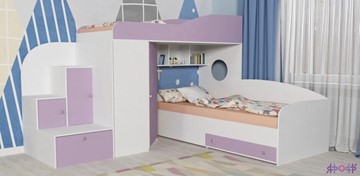 Детская кровать-шкаф Кадет-2, корпус Белое дерево, фасад Ирис в Первоуральске