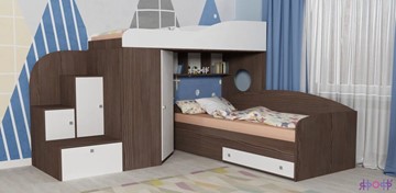 Детская кровать-шкаф Кадет-2, корпус Бодего, фасад Белое дерево в Первоуральске