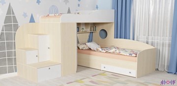 Детская кровать-шкаф Кадет-2, корпус Дуб, фасад Белое дерево в Ревде