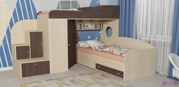 Детская кровать-шкаф Кадет-2, корпус Дуб, фасад Ясень анкор темный в Ирбите