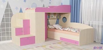 Детская кровать-шкаф Кадет-2, корпус Дуб, фасад Розовый в Артемовском