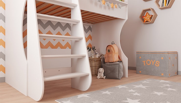 Кровать двухъярусная POLINI Kids Dream 1700 Белый в Новоуральске - изображение 4