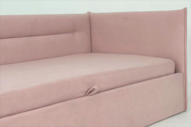 Кровать в детскую 0.9 Альба (Тахта), нежно-розовый (велюр) в Кушве - изображение 4