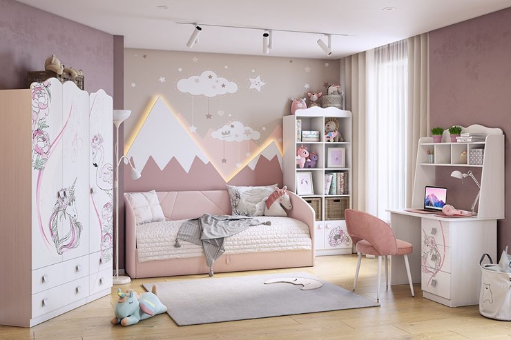 Кровать в детскую 0.9 Бест (Софа), нежно-розовый (велюр) в Екатеринбурге - изображение 7
