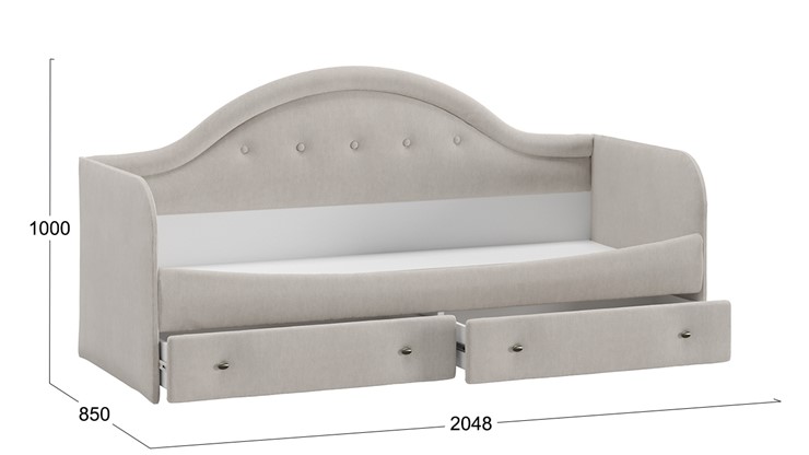 Кровать подростковая Адель тип 1 (Велюр Мокко светлый) в Кушве - изображение 2