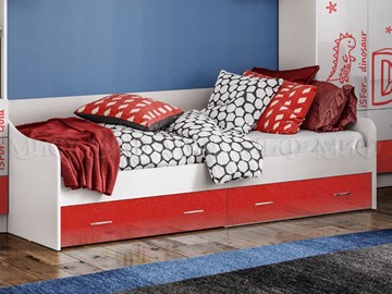 Подростковая кровать Алфавит (Красный) с ящиками в Екатеринбурге