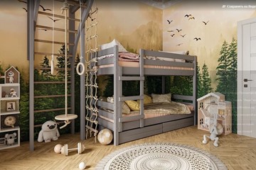 Детская кровать Джуниор двухъярусная с ящиками (Антрацит) в Красноуфимске - предосмотр 1